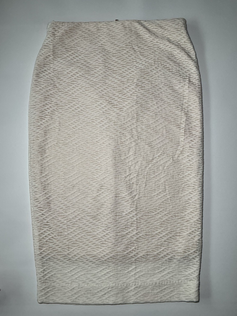 Kardashian Kollection XS Ivory Geometric Midi Pencil Skirt Back Zip Y2K Office